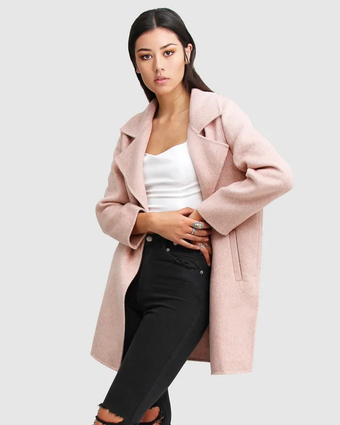 Women Coats and Jackets Belle and Bloom NEW FIT ExBoyfriend Wool Blend Oversized Jacket 8211 Blush
