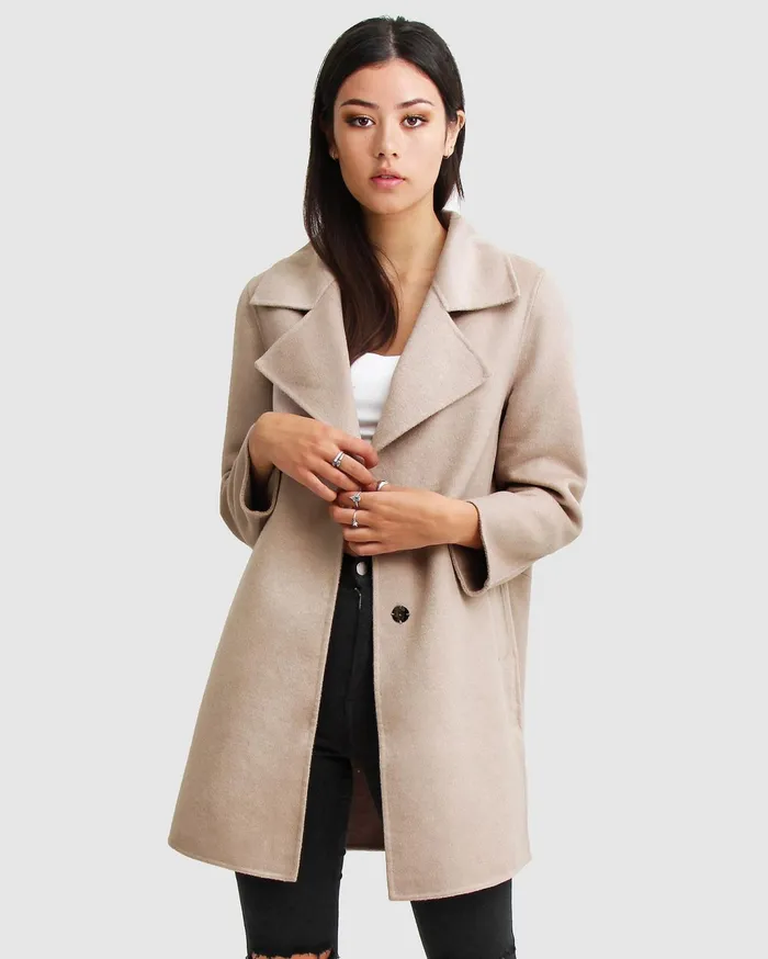 Women Coats and Jackets Belle and Bloom NEW FIT ExBoyfriend Wool Blend Oversized Jacket 8211 Sand