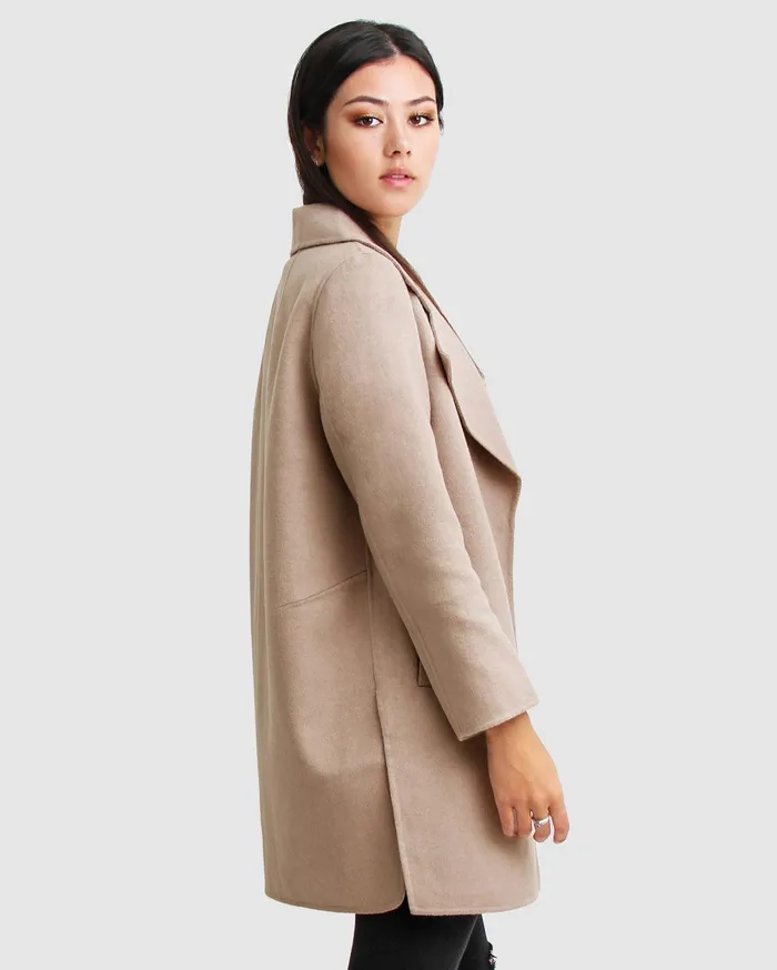 Women Coats and Jackets Belle and Bloom NEW FIT ExBoyfriend Wool Blend Oversized Jacket 8211 Sand