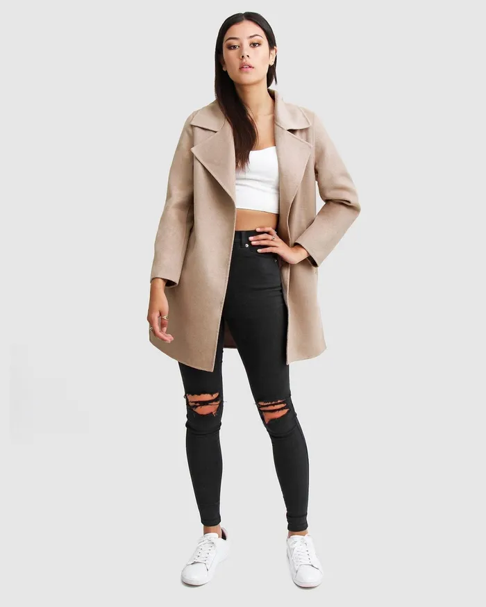 Women Coats and Jackets Belle and Bloom NEW FIT ExBoyfriend Wool Blend Oversized Jacket 8211 Sand