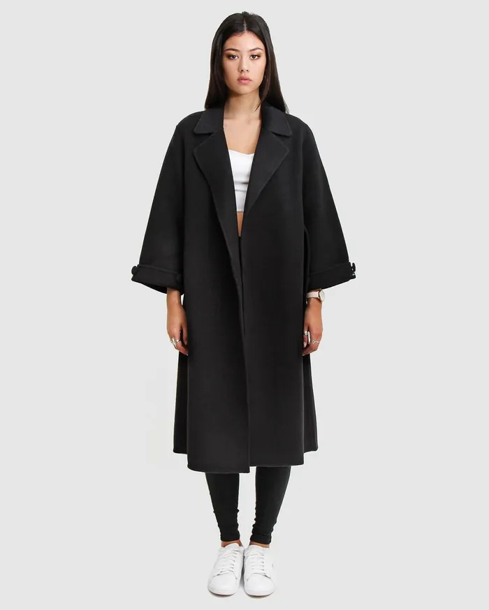 Women Coats and Jackets Belle and Bloom Stay Wild Oversized Wool Coat 8211 Black
