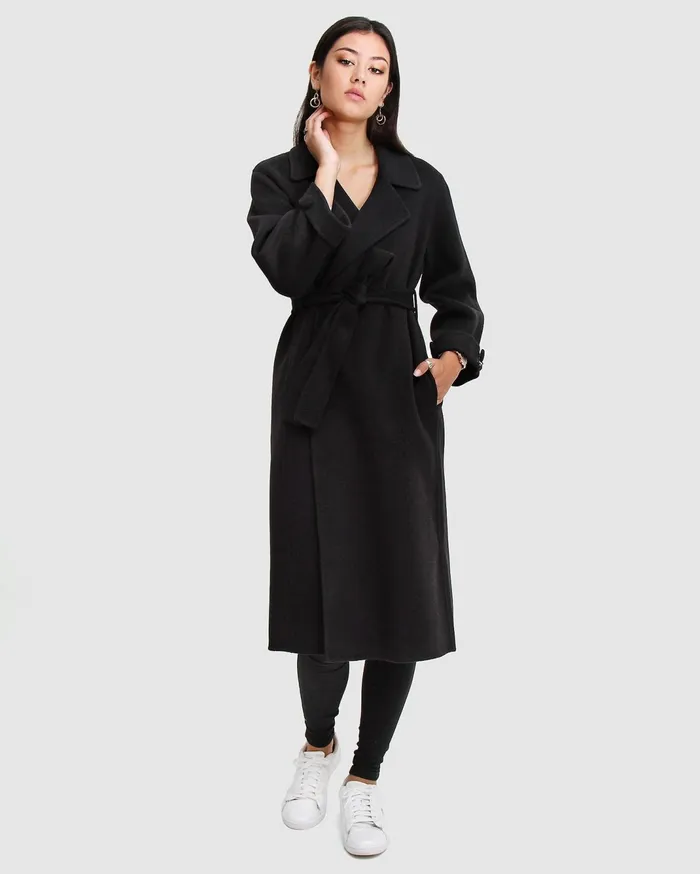 Women Coats and Jackets Belle and Bloom Stay Wild Oversized Wool Coat 8211 Black