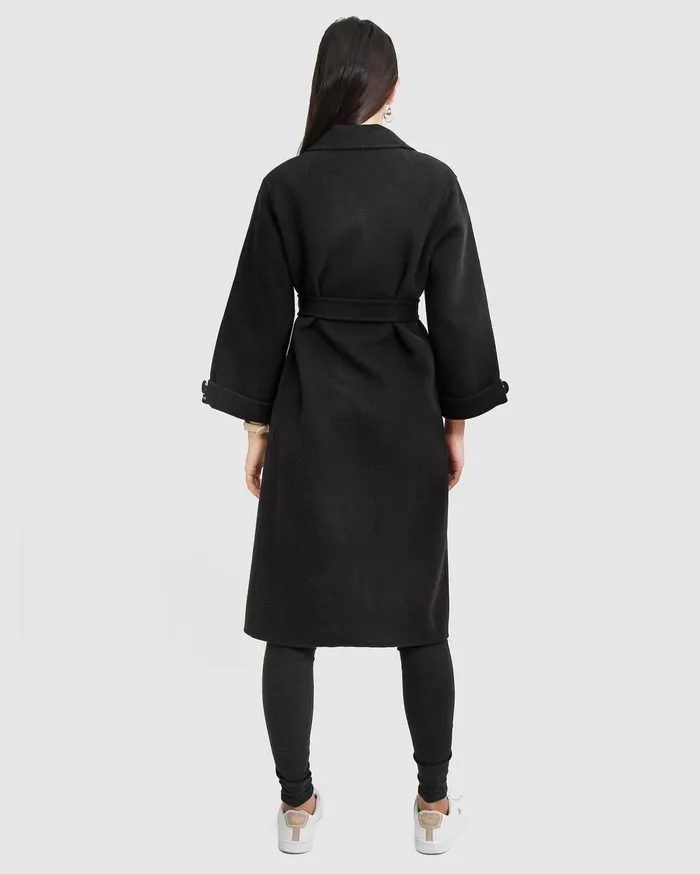 Women Coats and Jackets Belle and Bloom Stay Wild Oversized Wool Coat 8211 Black