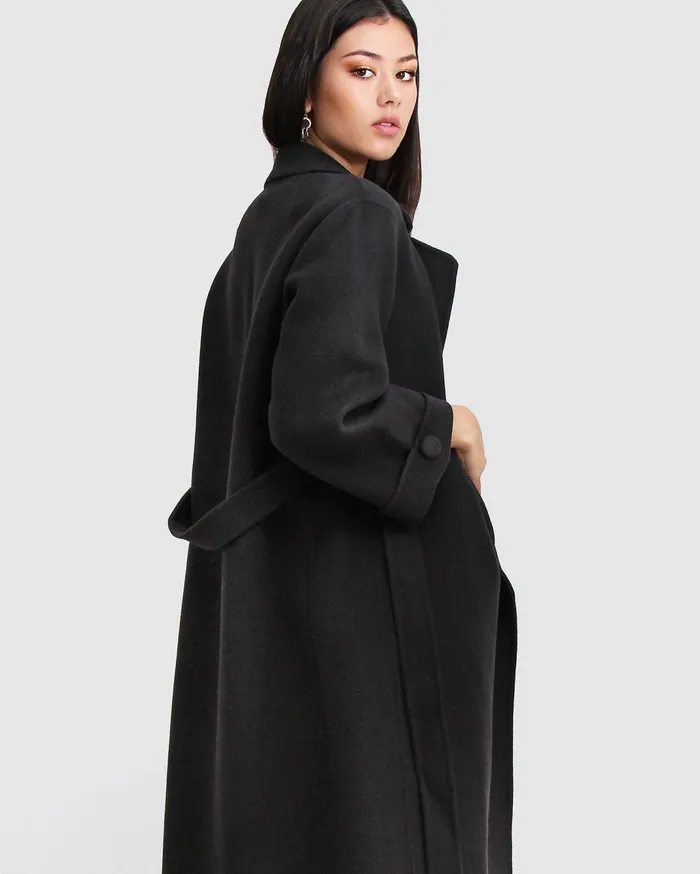 Women Coats and Jackets Belle and Bloom Stay Wild Oversized Wool Coat 8211 Black