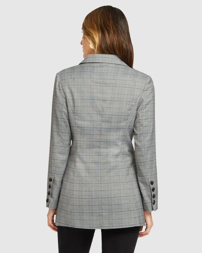 Women Coats and Jackets Belle and Bloom Too Cool For Work Plaid Blazer 8211 Charcoal
