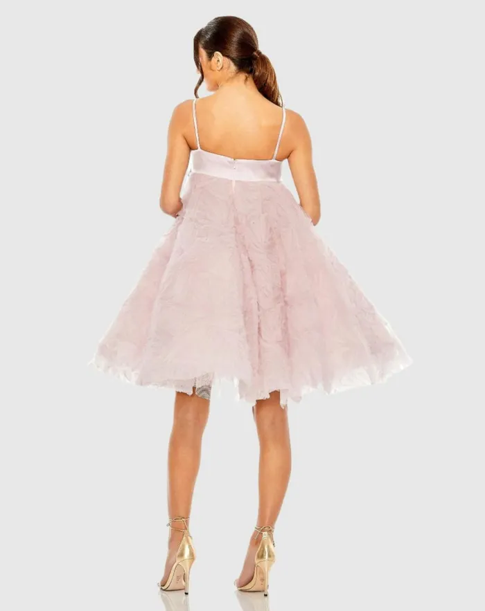 Women Cocktail Dresses Mac Duggal Bow Front Tulle Mini Dress Rose