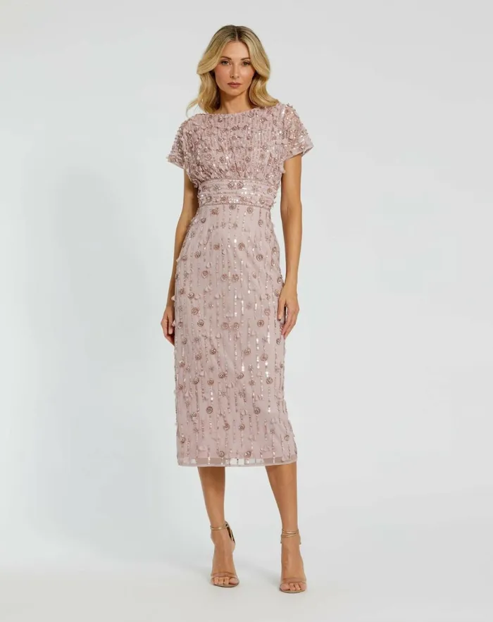 Women Cocktail Dresses Mac Duggal Cap Sleeve Column Midi Dress With Floral Beading Vintage Lilac Women Cocktail Dresses Mac Duggal Cap Sleeve Column Midi Dress With Floral Beading Vintage Lilac