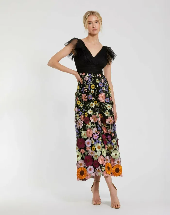 Women Cocktail Dresses Mac Duggal Embroidered Ruched Flutter Sleeve A Line Dress Black Multi Women Cocktail Dresses Mac Duggal Embroidered Ruched Flutter Sleeve A Line Dress Black Multi