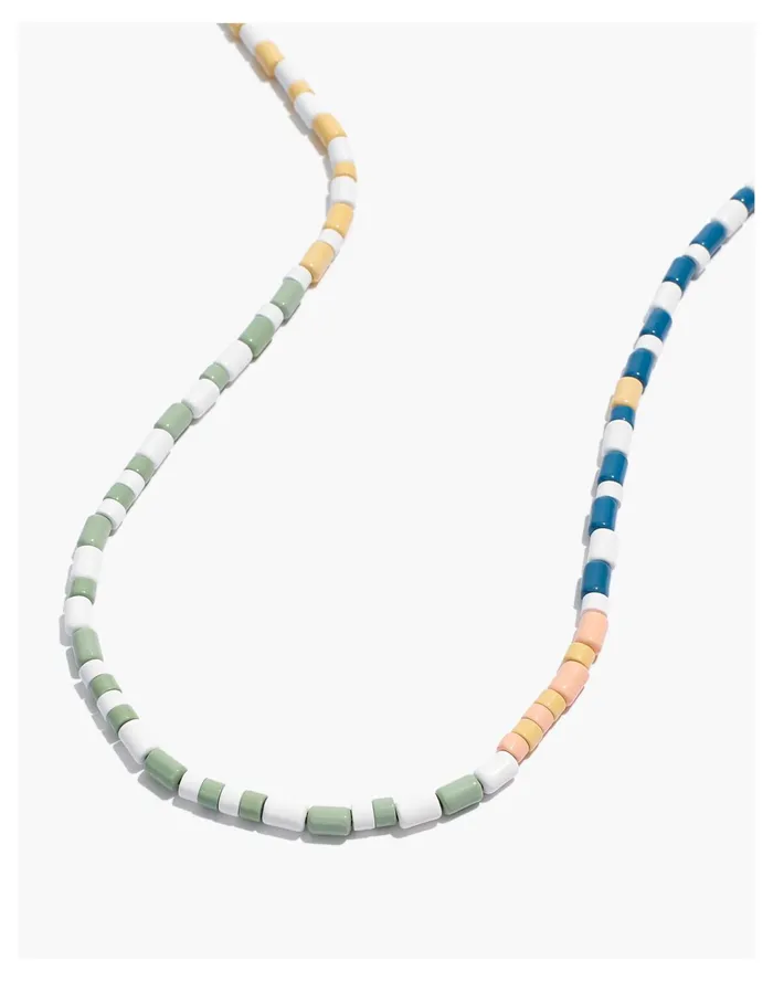 Women Colorblock Stripe Beaded Choker Necklace Sunfaded Mint Madewell Necklaces