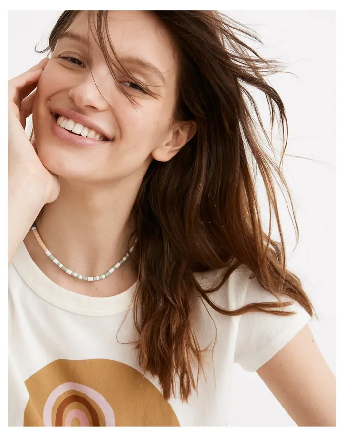 Women Colorblock Stripe Beaded Choker Necklace Sunfaded Mint Madewell Necklaces Women Colorblock Stripe Beaded Choker Necklace Sunfaded Mint Madewell Necklaces