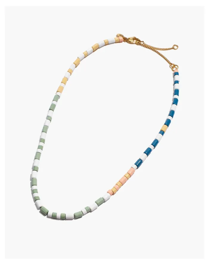 Women Colorblock Stripe Beaded Choker Necklace Sunfaded Mint Madewell Necklaces Women Colorblock Stripe Beaded Choker Necklace Sunfaded Mint Madewell Necklaces