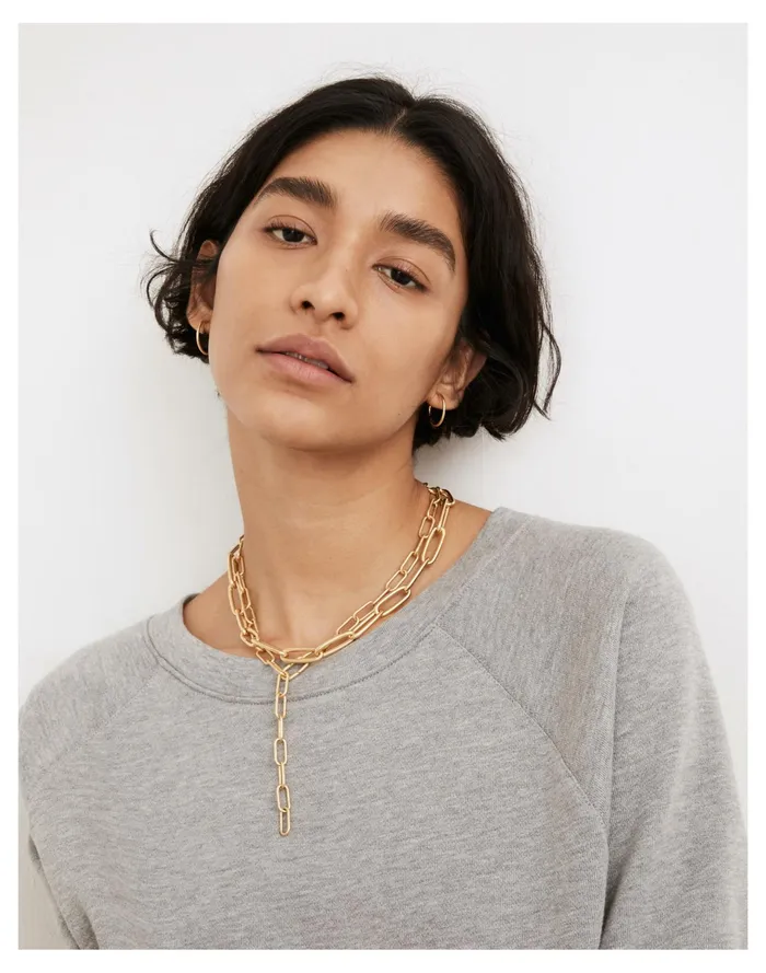 Women Convertible Medium Paperclip Chain Necklace Vintage Gold Madewell Necklaces Women Convertible Medium Paperclip Chain Necklace Vintage Gold Madewell Necklaces