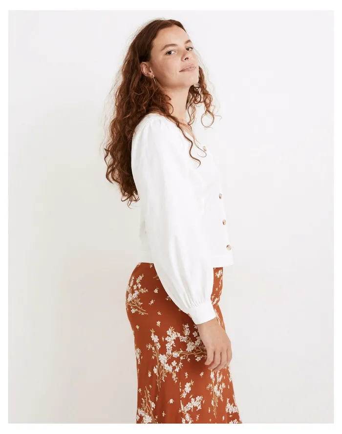 Women Corduroy Shirred Sleeve Button Front Top Antique Cream Madewell Tops and Shirts Women Corduroy Shirred Sleeve Button Front Top Antique Cream Madewell Tops and Shirts