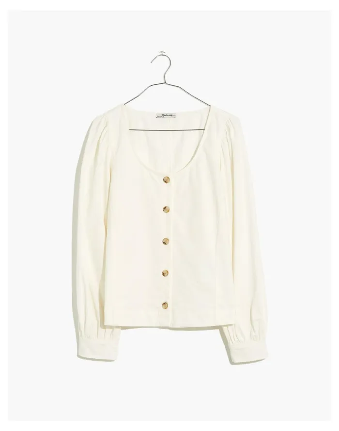 Women Corduroy Shirred Sleeve Button Front Top Antique Cream Madewell Tops and Shirts Women Corduroy Shirred Sleeve Button Front Top Antique Cream Madewell Tops and Shirts