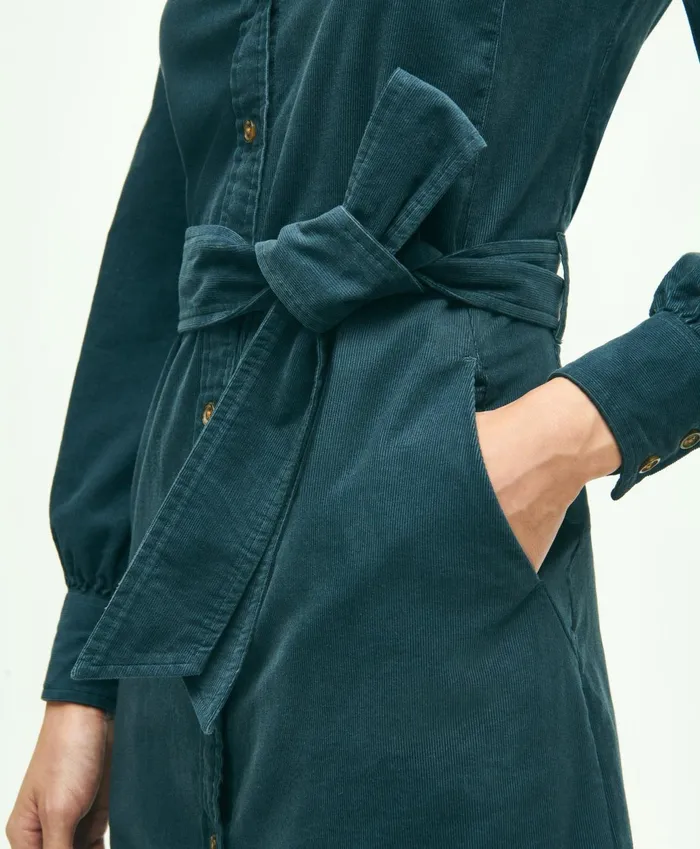Women Corduroy Shirt Dress Navy Brooks Brothers Dresses