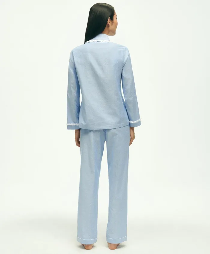 Women Cotton Oxford Polka Dot Pajama Set Bluewhite Brooks Brothers Pajamas and Sleepwear