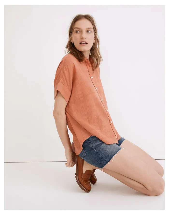 Women Courier Pintuck Back Shirt In Textured Windowpane Sweet Dahlia Madewell Tops and Shirts Women Courier Pintuck Back Shirt In Textured Windowpane Sweet Dahlia Madewell Tops and Shirts