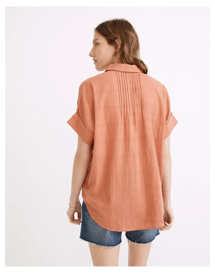Women Courier Pintuck Back Shirt In Textured Windowpane Sweet Dahlia Madewell Tops and Shirts Women Courier Pintuck Back Shirt In Textured Windowpane Sweet Dahlia Madewell Tops and Shirts