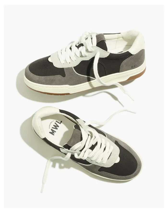 Women Court Sneakers In Dark Colorblock Nubuck And Suede Cool Fog Multi Madewell Sneakers
