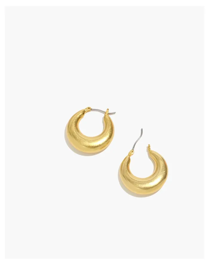 Women Crescent Medium Hoop Earrings Vintage Gold Madewell Earrings