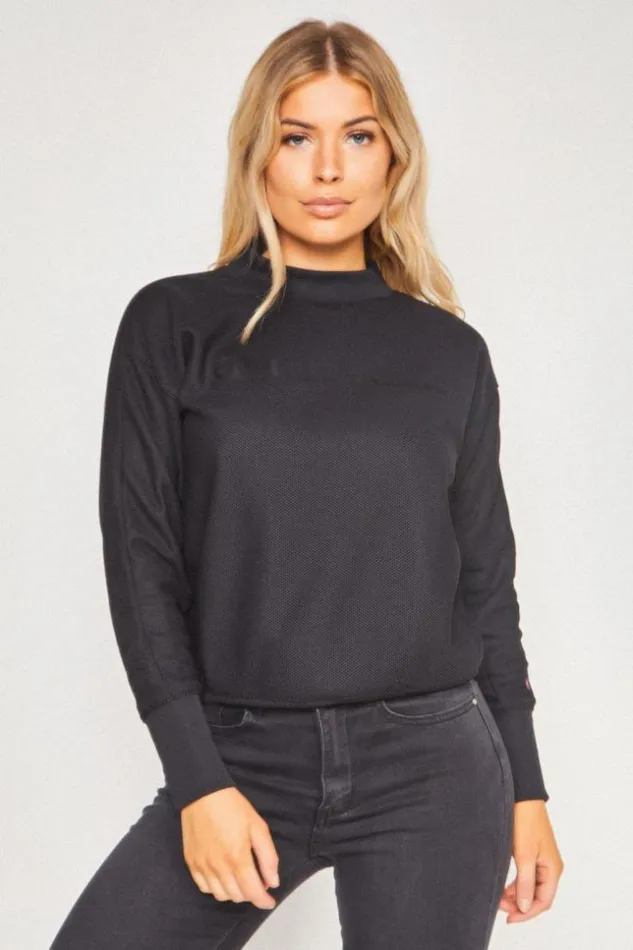 Women Crewneck Sweatshirt Champion Black Brentiny Paris Sweaters and Sweatshirts