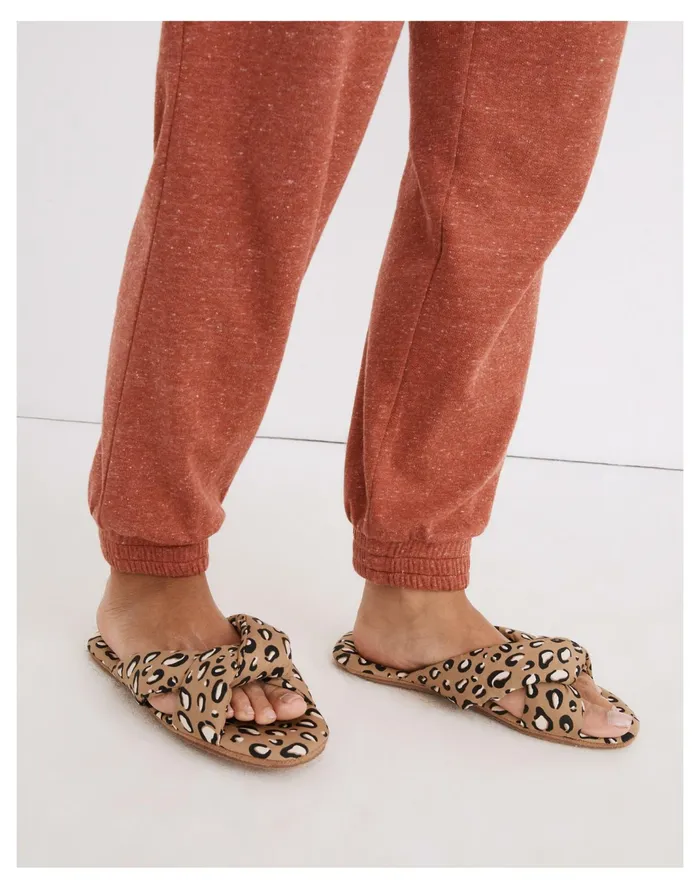 Women Crisscross Scuff Slippers In Animal Print Seed Khaki Multi Madewell Slippers Women Crisscross Scuff Slippers In Animal Print Seed Khaki Multi Madewell Slippers
