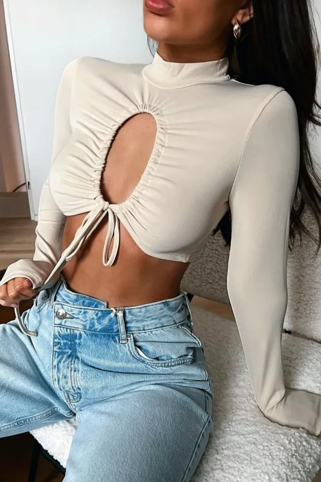 Women Crop Top Ivoire Ajour La Poitrine Brentiny Paris Top And Tank Tops