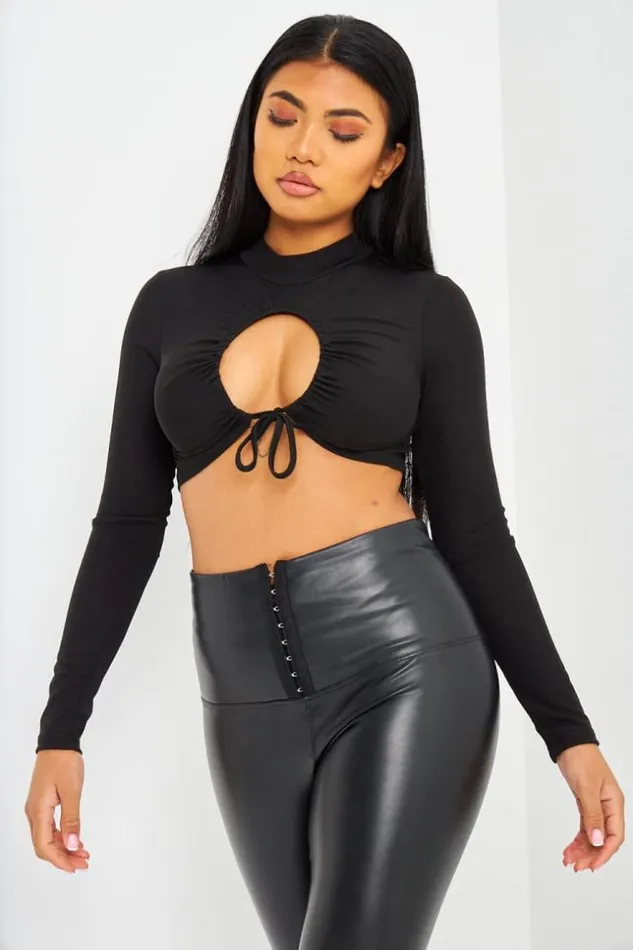 Women Crop Top Noir Ajour La Poitrine Brentiny Paris Top And Tank Tops