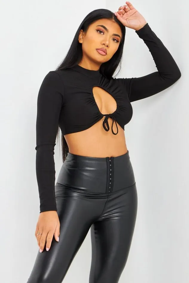 Women Crop Top Noir Ajour La Poitrine Brentiny Paris Top And Tank Tops