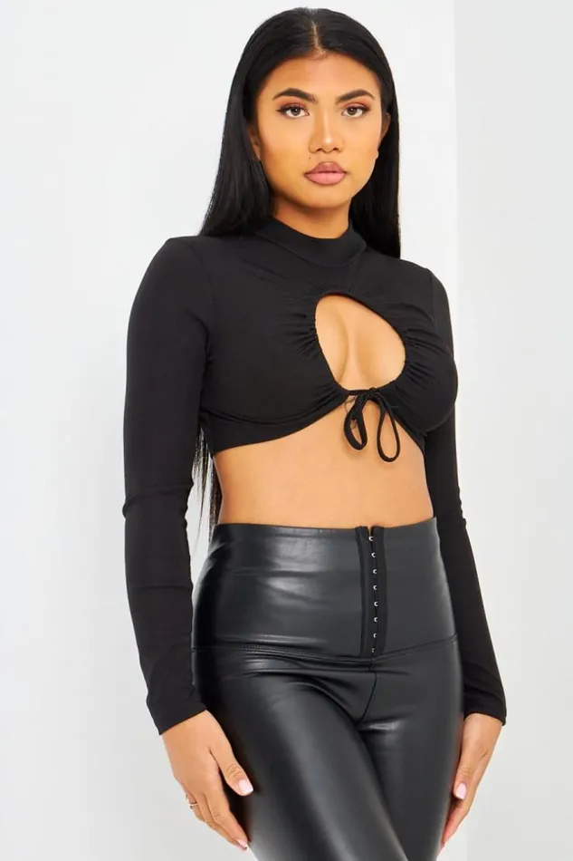 Women Crop Top Noir Ajour La Poitrine Brentiny Paris Top And Tank Tops