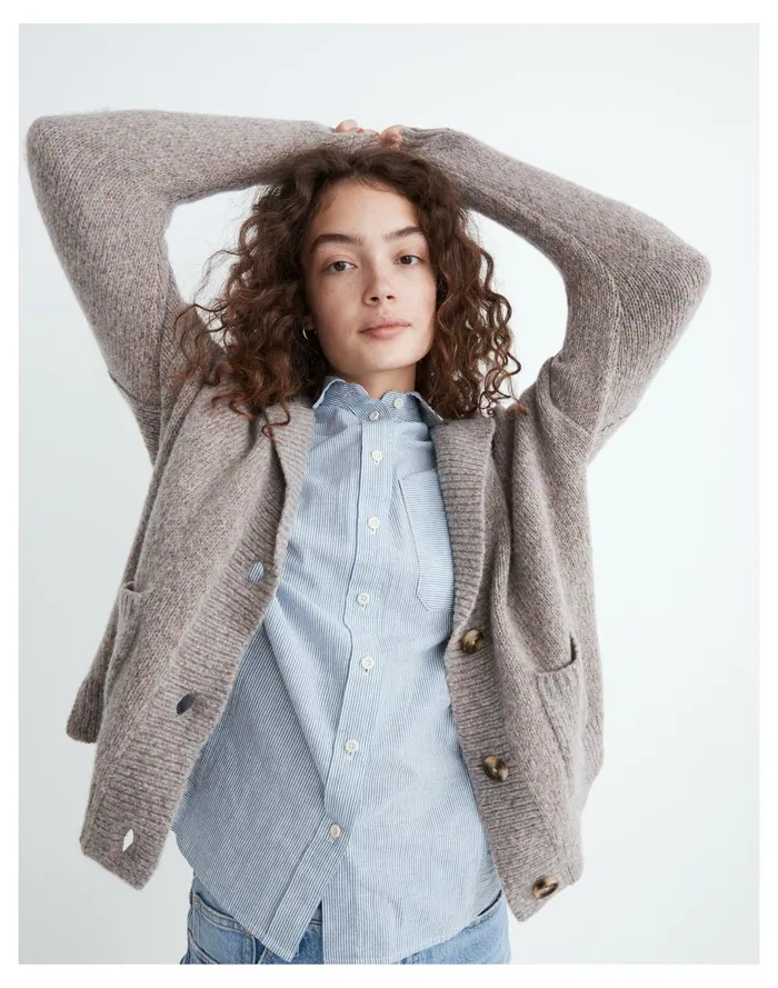 Women Dalny Notch Collar Cardigan Sweater Marled Pansy Madewell Sweaters