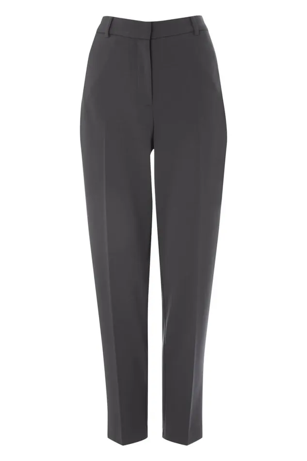 Women Dark Grey Long Straight Leg Stretch Trouser Roman Trousers