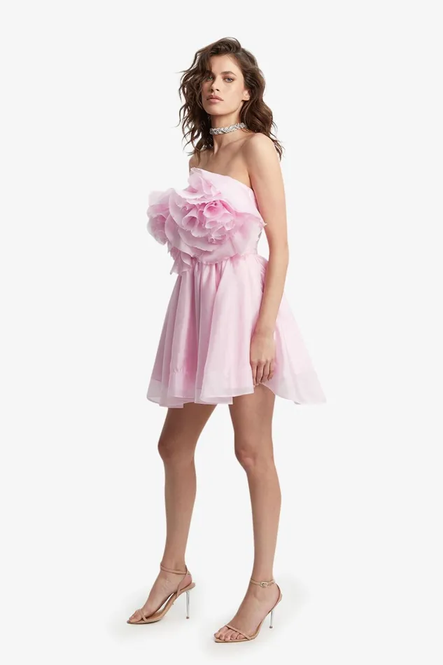 Women Day To Night Dresses Bardot Fleurette Flower Mini Dress In Lili Pink Lili Pink Women Day To Night Dresses Bardot Fleurette Flower Mini Dress In Lili Pink Lili Pink