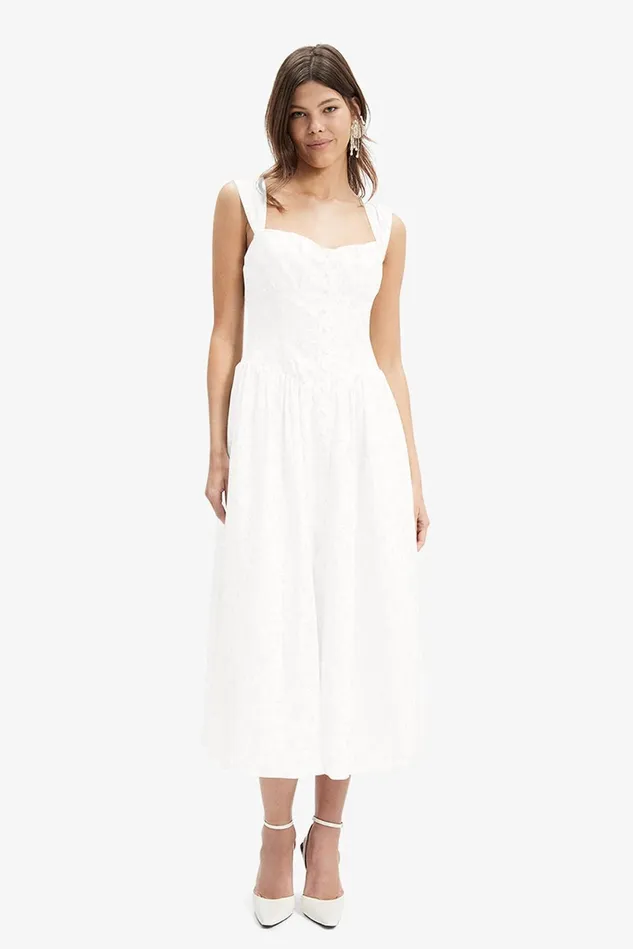 Women Day To Night Dresses Bardot Malea Midi Dress In Orchid White Orchid White