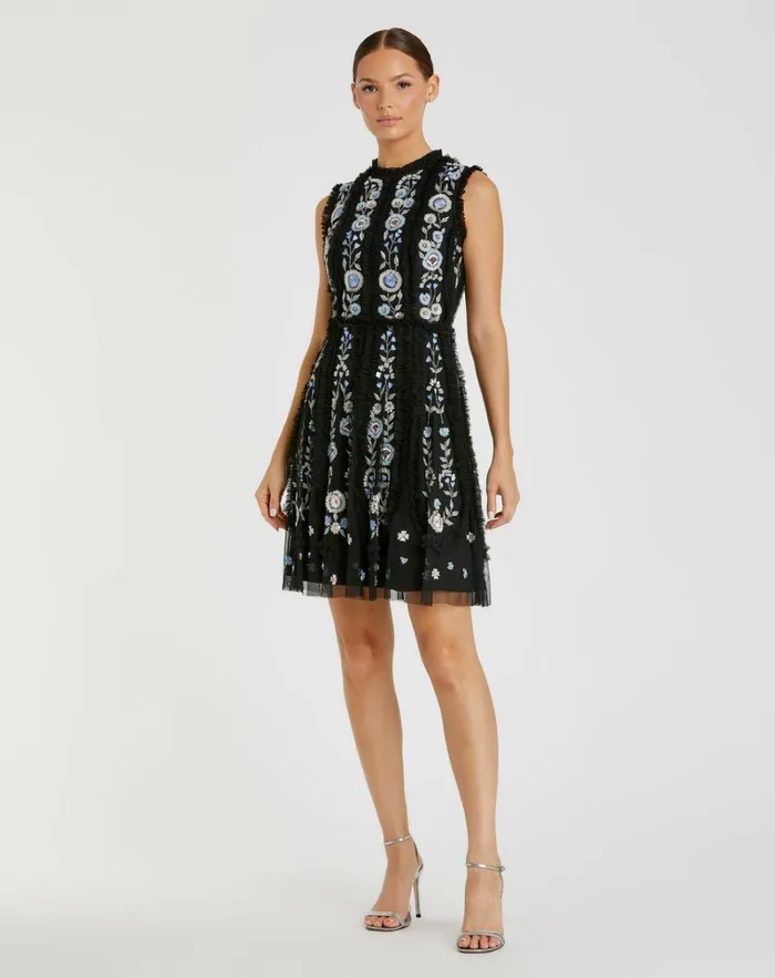 Women Daytime Dresses Mac Duggal Black Sleeveless High Neck Embroidered Mini Dress Black Women Daytime Dresses Mac Duggal Black Sleeveless High Neck Embroidered Mini Dress Black