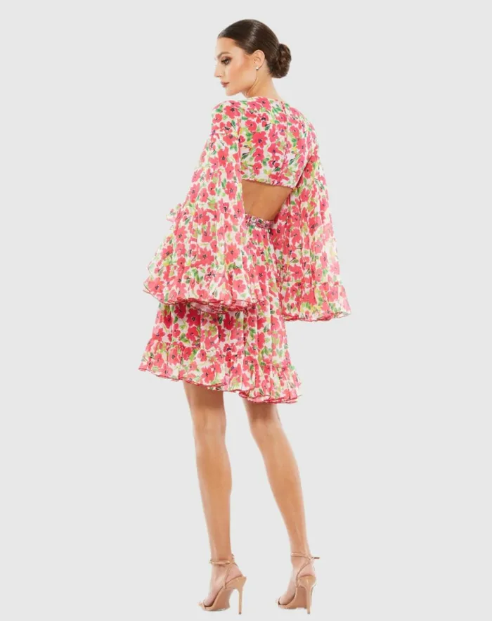 Women Daytime Dresses Mac Duggal Floral Cut Out V Neck Bell Sleeve Mini Dress Pink Multi Women Daytime Dresses Mac Duggal Floral Cut Out V Neck Bell Sleeve Mini Dress Pink Multi