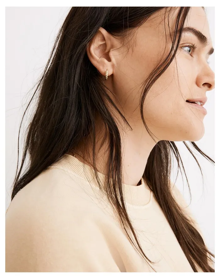 Women Delicate Collection Demi Fine 14k Plated Puffed Huggie Hoop Earrings 14k Gold Madewell 14K GoldPlated Women Delicate Collection Demi Fine 14k Plated Puffed Huggie Hoop Earrings 14k Gold Madewell 14K GoldPlated