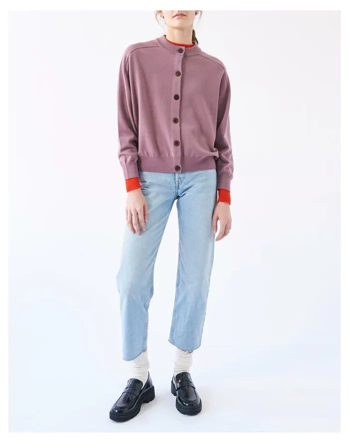 Women DEMY BY DEMYLEE Merino Wool Carey Cardigan Sweater Lilac Madewell Sweaters