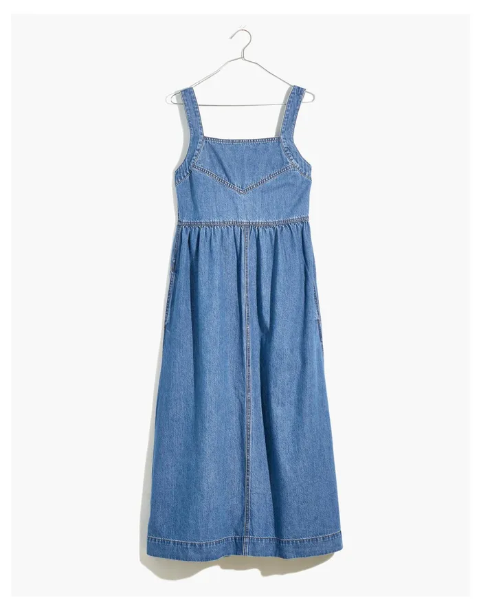 Women Denim Apron Midi Dress In Clemons Wash Clemons Wash Madewell Dresses Women Denim Apron Midi Dress In Clemons Wash Clemons Wash Madewell Dresses