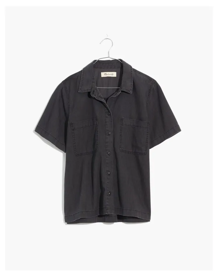 Women Denim Short Sleeve Button Up Shirt In Lunar Wash Lunar Wash Madewell Tops and Shirts Women Denim Short Sleeve Button Up Shirt In Lunar Wash Lunar Wash Madewell Tops and Shirts