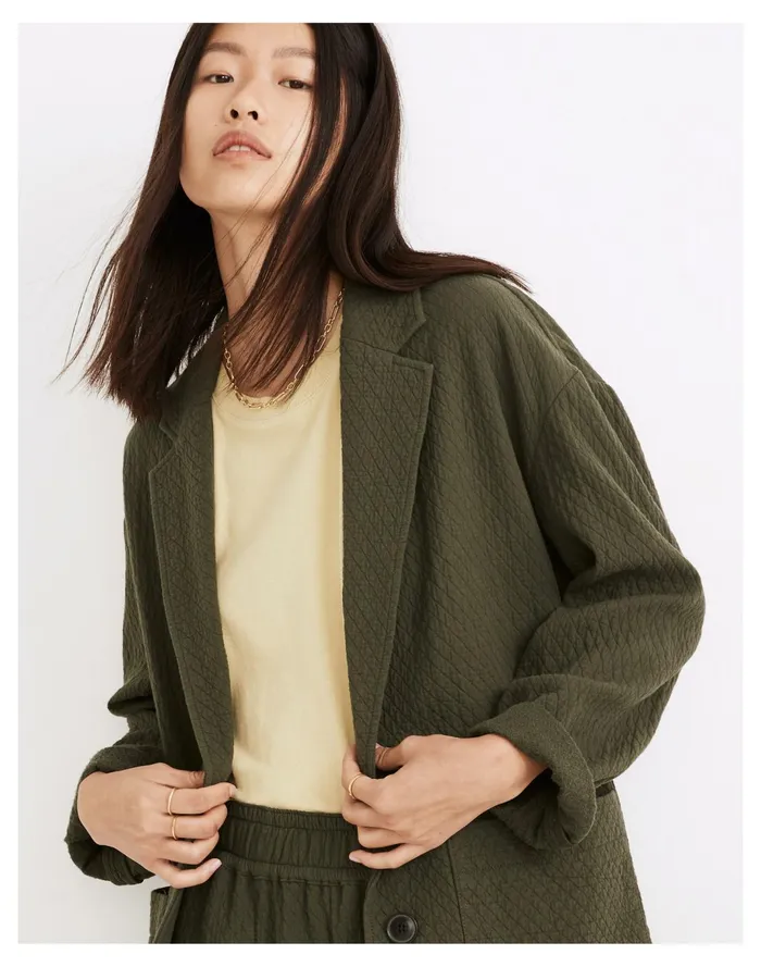 Women Diamond Jacquard Shaw Blazer Dark Forest Madewell Jackets