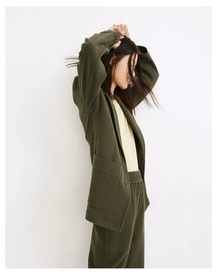 Women Diamond Jacquard Shaw Blazer Dark Forest Madewell Jackets Women Diamond Jacquard Shaw Blazer Dark Forest Madewell Jackets