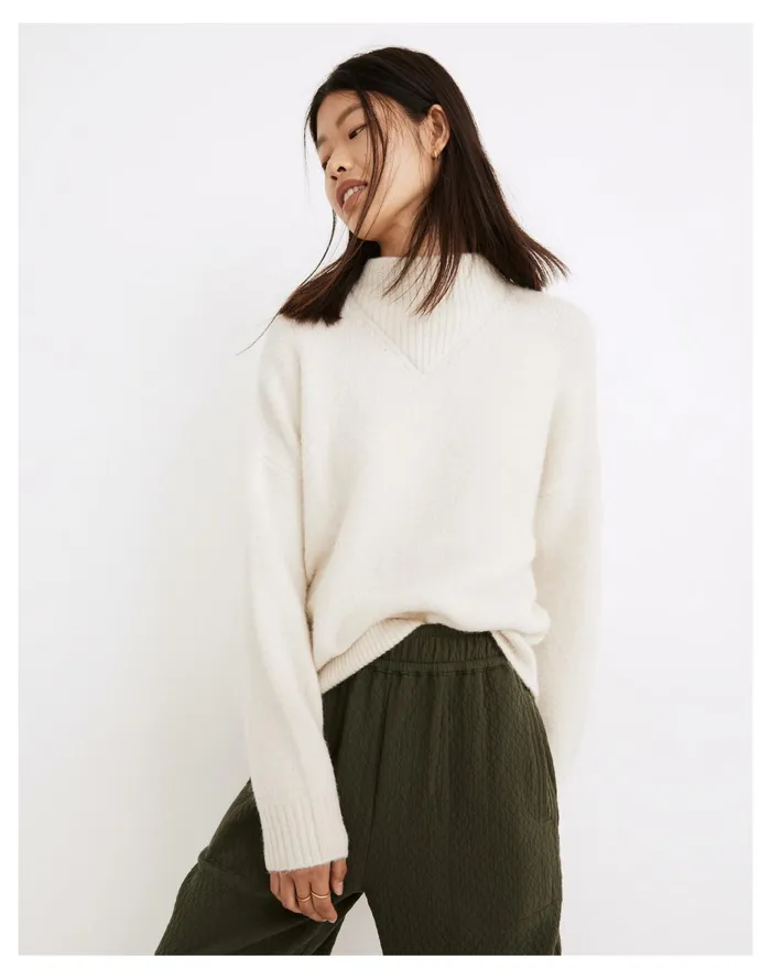 Women Dillon Mockneck Pullover Sweater Heather Eggshell Madewell Sweaters Women Dillon Mockneck Pullover Sweater Heather Eggshell Madewell Sweaters