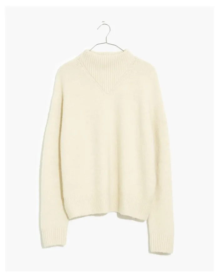 Women Dillon Mockneck Pullover Sweater Heather Eggshell Madewell Sweaters Women Dillon Mockneck Pullover Sweater Heather Eggshell Madewell Sweaters