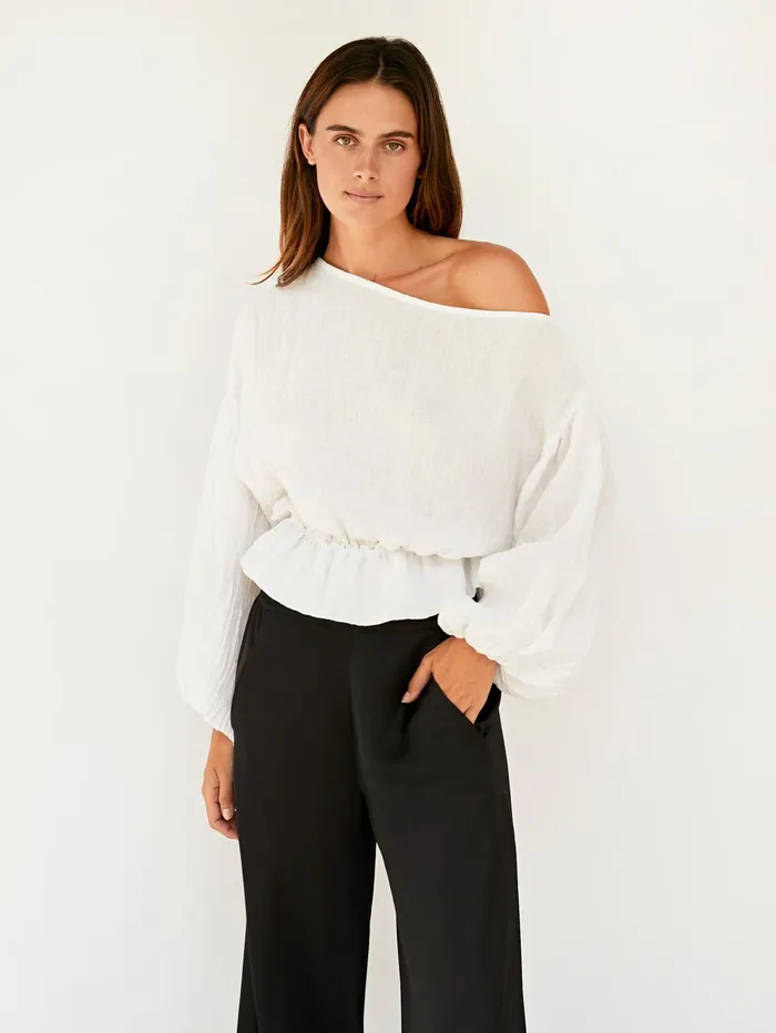 Women Dominique Healy 8211 Anna Frill Blouse In White The UNDONE Tops
