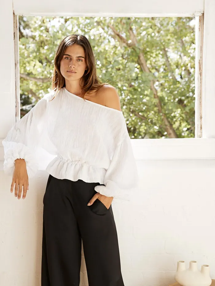 Women Dominique Healy 8211 Anna Frill Blouse In White The UNDONE Tops