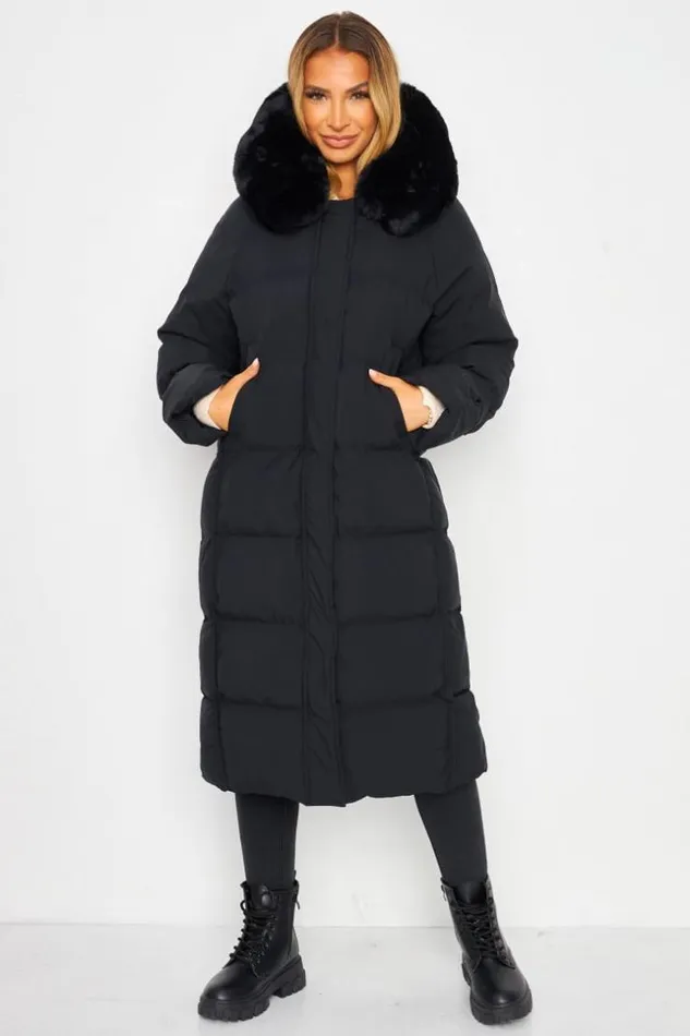 Women Doudoune Longue Noire Capuche Black Brentiny Paris Parkas And Down Jackets