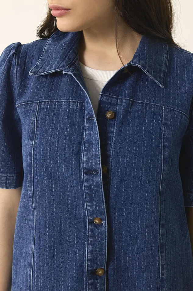 Women Dress Loumina Middle Blue Robe Coton Bleu Des Petits Hauts Denim
