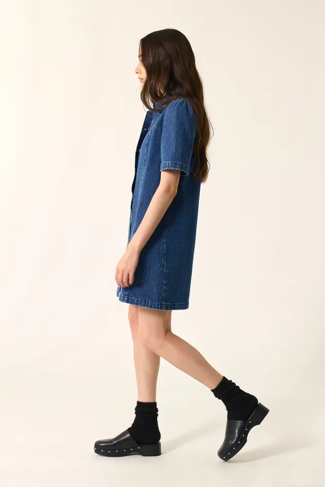 Women Dress Loumina Middle Blue Robe Coton Bleu Des Petits Hauts Denim