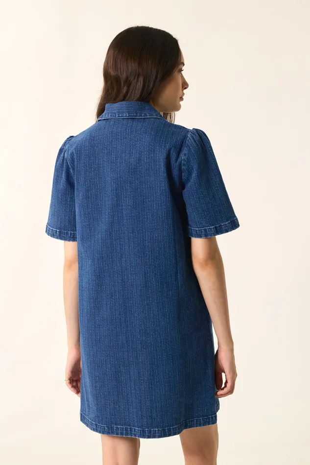 Women Dress Loumina Middle Blue Robe Coton Bleu Des Petits Hauts Denim